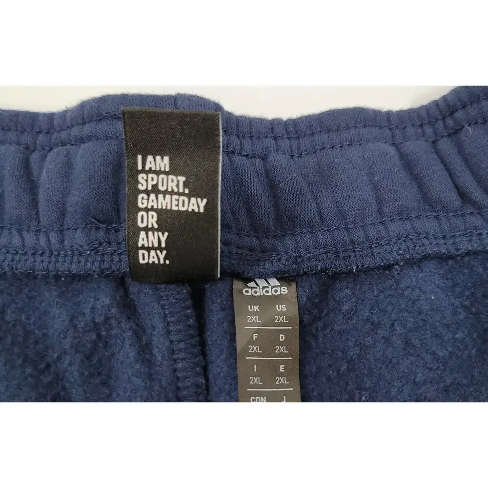 I9) Adidas Sportswear Men Fleece Tracksuit Navy Blue Hooded Sweatshirt Pants 2XL